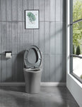 ZUN 15 1/8 Inch 1.1/1.6 GPF Dual Flush 1-Piece Elongated Toilet with Soft-Close Seat - Light Grey W1573101063