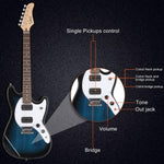 ZUN Full Size 6 String H-H Pickups GMF Electric Guitar with Bag Strap 93135575