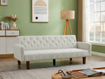 ZUN Beige, Linen, Convertible Double Folding Living Room Sofa Bed 40751600
