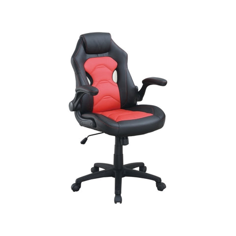 ZUN Adjustable Height Swivel Executive Computer Chair in Black and Red SR011691