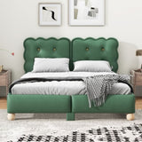 ZUN Queen Size Upholstered Platform Bed with Support Legs,Green WF313965AAF