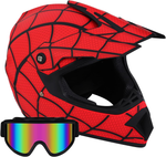 ZUN Youth DOT Motorcycle Helmets Full Face Safety Off Road Helmet Red Spider For Dirt Bicycle Cycling 47566906