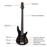 ZUN GIB Electric 5 String Bass Guitar Full Size Bag Strap Pick Connector 12835619