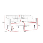 ZUN Grey Velvet Futon Sofa Bed with Gold Metal Legs W58861176