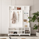 ZUN Hall Tree with Shoe Bench, Coat Rack ,Shoe Storage ,Storage Shelves and Pegboard, for Hallways, W757P148146