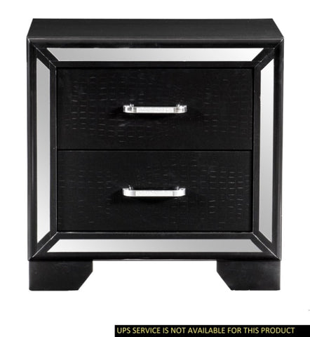 ZUN Beautiful Bedroom Furniture 1pc Nightstand with 2x Drawers Textural Panels Chrome Finish Handles B011119351