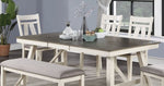 ZUN Dining Room Furniture Dining Table White Finish Table w Grey Wooden Top 1pc Rectangular Table with B01163920