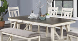 ZUN Dining Room Furniture Dining Table White Finish Table w Grey Wooden Top 1pc Rectangular Table with B01163920