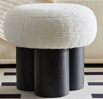 ZUN W8017-1 White lamb wool seat, barrel PVC pipe with black ash willow W2085129980