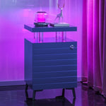 ZUN LED Nightstand LED Bedside Table End Tables Living Room with 4 Acrylic Columns, Bedside Table with W2178P160620