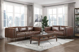 ZUN Modern Design Brown Genuine Leather Loveseat 1pc Luxurious Office Seating Living Room Furniture B011P146403