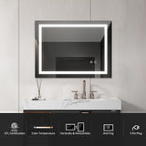 ZUN LED Lighted Bathroom Wall Mounted Mirror with High Lumen+Anti-Fog Separately Control+Dimmer Function 82872313