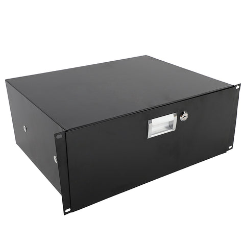 ZUN 19" 4U Steel Plate DJ Drawer Equipment Cabinet with Keys Black 35246355
