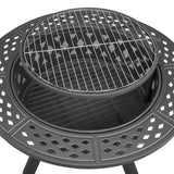 ZUN 38in Metal Fire Pit with Cooking Grates Black 76964473
