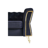 ZUN Modern Tufted Velvet Sofa 87.4 inch for Living Room Black Color W579107799