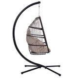 ZUN Patio Wicker folding Hanging Chair,Rattan Swing Hammock Egg Chair with X type Base and C Type 77310809