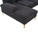 ZUN U-Shaped 4-Seat Indoor Modular Sofa Black 35865995