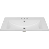ZUN 30" Single Bathroom Vanity Top with White Basin, 3-Faucet Holes, Ceramic, White WF283479AAK