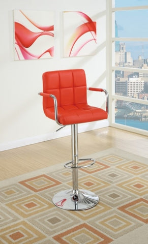 ZUN Contemporary Style Red Faux Leather Bar Stool Counter Height Chairs Set of 2 Adjustable Height HS00F1558-ID-AHD