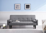 ZUN convertible into sofa bed includes two pillows 72" dark grey cotton linen sofa bed for family living T2382P149717
