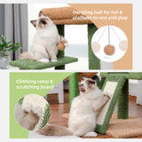 ZUN Cactus Cat Tree Cat Tower with Sisal Covered Scratching Post and Cozy Condo Cat Climbing Stand with 52187964