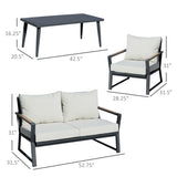 ZUN 4 Piece Patio Furniture Set, Aluminum Conversation Set, Outdoor Garden Sofa Set with Armchairs, W2225142491