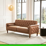 ZUN Comfortable leather PU sofa bed, sturdy and durable sofa chair, suitable for living room, parlor 41657984