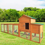 ZUN 121” Large outdoor Wooden Chicken Coop, Hen House with Nest Box ,Wire Fence Poultry Cage W77354075