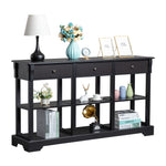 ZUN Console Sofa Table with Ample Storage, Retro Kitchen Buffet Cabinet Sideboard with Open Shelves and 25351153