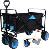 ZUN Collapsible Heavy Duty Beach Wagon Cart Outdoor Folding Utility Camping Garden Beach Cart with 95262678