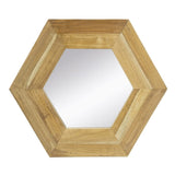 ZUN 18.5" x 18.5" Hexagon Mirror with Natural Wood Frame, Wall Decor for Living Room Bathroom Hallway, W2078133974