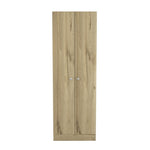 ZUN Buxton Rectangle 2-Door Storage Tall Cabinet Light Oak and Black Wengue B06280490