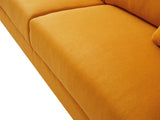 ZUN Orange Linen, Three-person Indoor Sofa, Two Throw Pillows, Solid Wood Frame, Plastic Feet 22223501