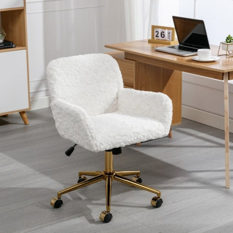 ZUN A&A Furniture Office Chair,Artificial rabbit hair Home Office Chair with Golden Metal W114392211