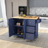 ZUN Rolling Mobile Kitchen Island with Drop Leaf - Solid Wood Top, Locking Wheels & Storage Cabinet 52.7 WF287035AAN