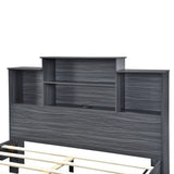 ZUN Queen Size Storage Platform Bed Frame with 4 Open Storage Shelves and USB Charging Design,Gray WF312862AAE