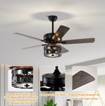 ZUN 52'' Plywood blades ceiling fan with remote control for the living room ,bed room W1592140072