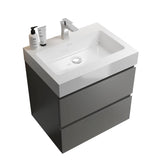 ZUN Alice-24W-102,Wall mount cabinet WITHOUT basin, Gray color, with two drawers W1865107117