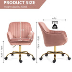 ZUN 360&deg; Pink Velvet Swivel Chair With High Back, Adjustable Working Chair With Golden Color Base W116472784