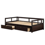 ZUN Wooden Daybed with Trundle Bed and Two Storage Drawers , Extendable Bed Daybed,Sofa Bed for Bedroom WF194973AAP