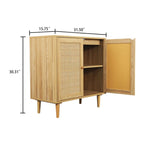 ZUN Rattan Storage Cabinet: Accent Cabinet with Doors, Buffet Cabinet with Storage for Living Room, W1785118913