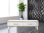 ZUN Modern White/Gold tone Sintered Matte Stone Top Coffee Table W/ Drawer B091119903