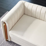 ZUN Contemporary Velvet Sofa Couch 84.25''W for Living Room, Beige W57946164