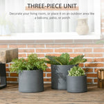 ZUN Set of 3 Outdoor Planter Set, 13/11.5/9in, MgO Flower Pots with Drainage Holes, Outdoor Ready & W2225142626
