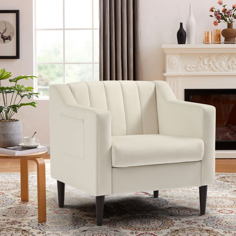 ZUN Modern velvet fabric single person sofa side chair with solid wood legs, used in bedroom, living 29749340