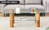 ZUN Modern minimalist double-layer transparent tempered glass coffee table and coffee table, paired with W1151P149102