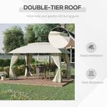 ZUN 10' x 13' Patio Gazebo Canopy, Double Vented Roof, Steel Frame, Curtain Sidewalls, Outdoor Sun Shade W2225142542