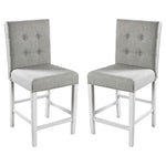 ZUN Set of 2pc Counter Height Dining Chairs Antique White Solid wood Dining Room Furniture Tufted Back B011108519