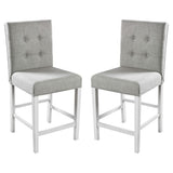 ZUN Set of 2pc Counter Height Dining Chairs Antique White Solid wood Dining Room Furniture Tufted Back B011108519