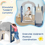 ZUN Toddler Slide and Swing Set 8 in 1, Kids Playground Climber Slide Playset with Basketball Hoop PP321361AAC